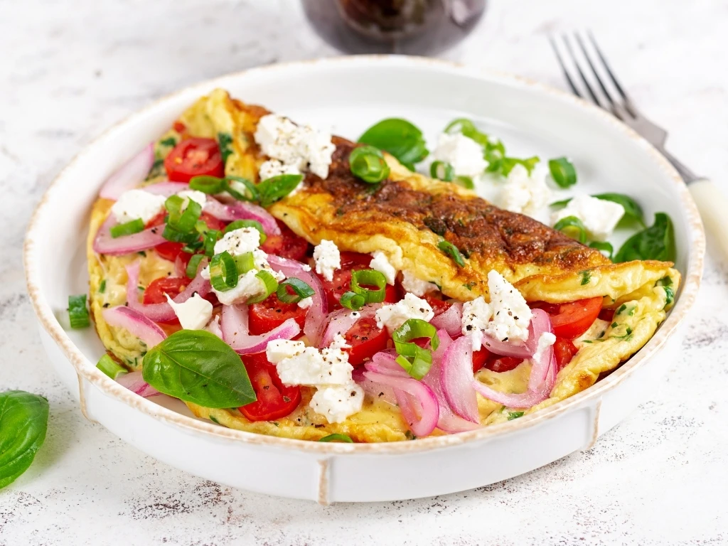 Vegetable omelet with feta