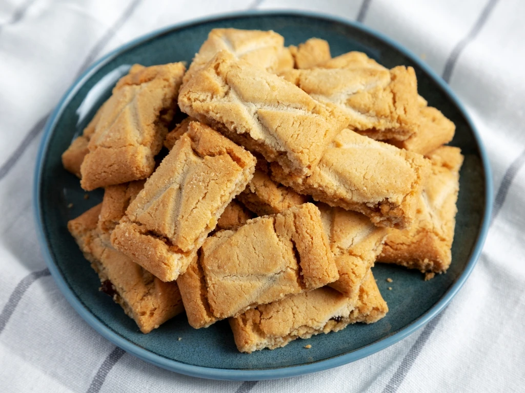 Homemade shortbread on a blue plate