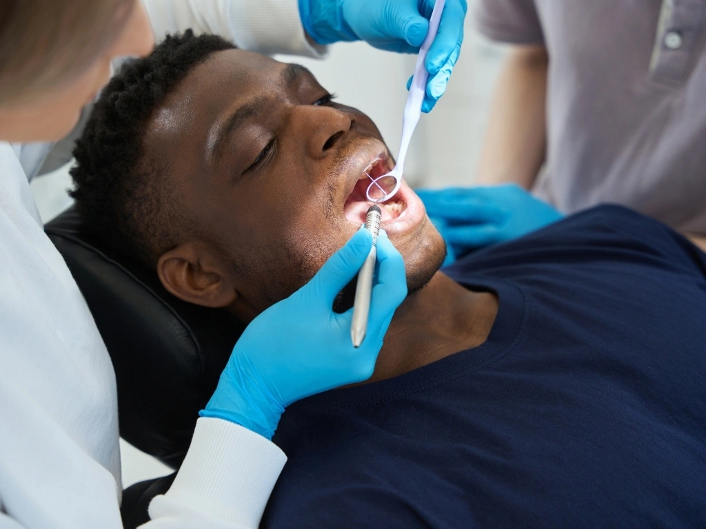 Man getting a dental check-up