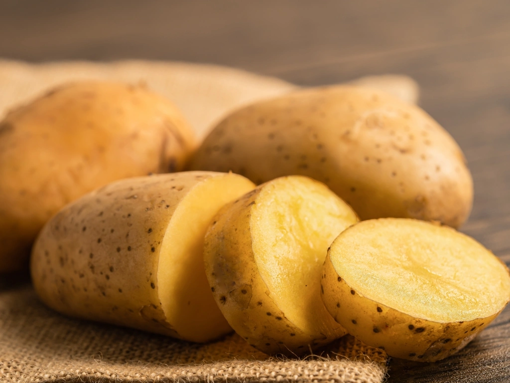 Sliced raw potatoes 