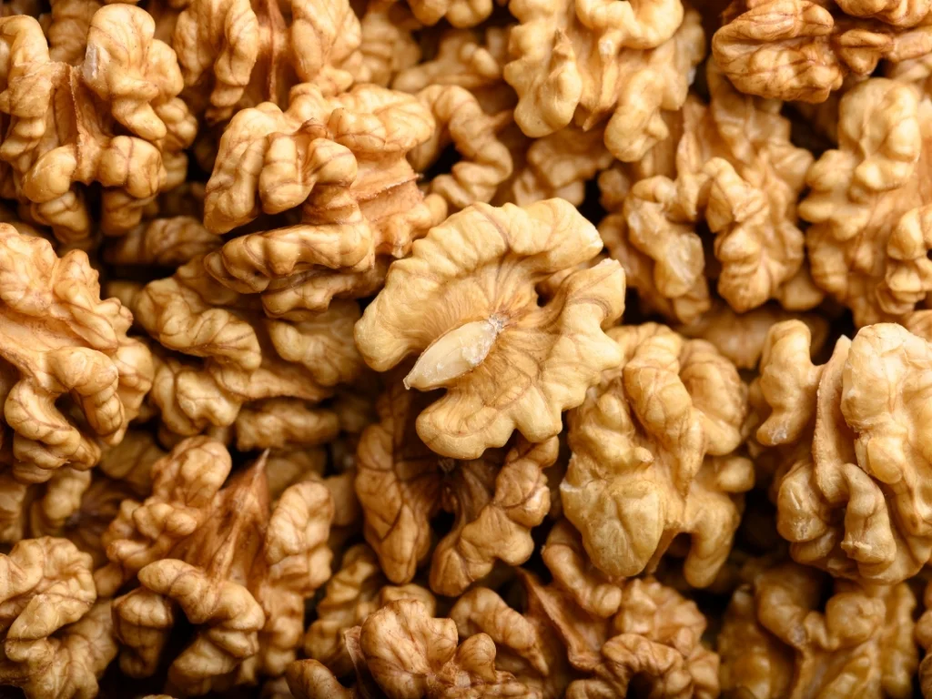 Heap of walnut kernels