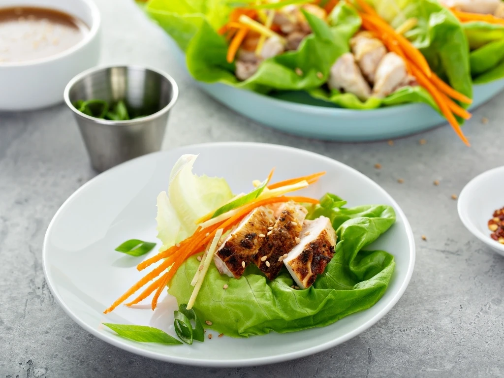Asian grilled chicken ginger lettuce wraps