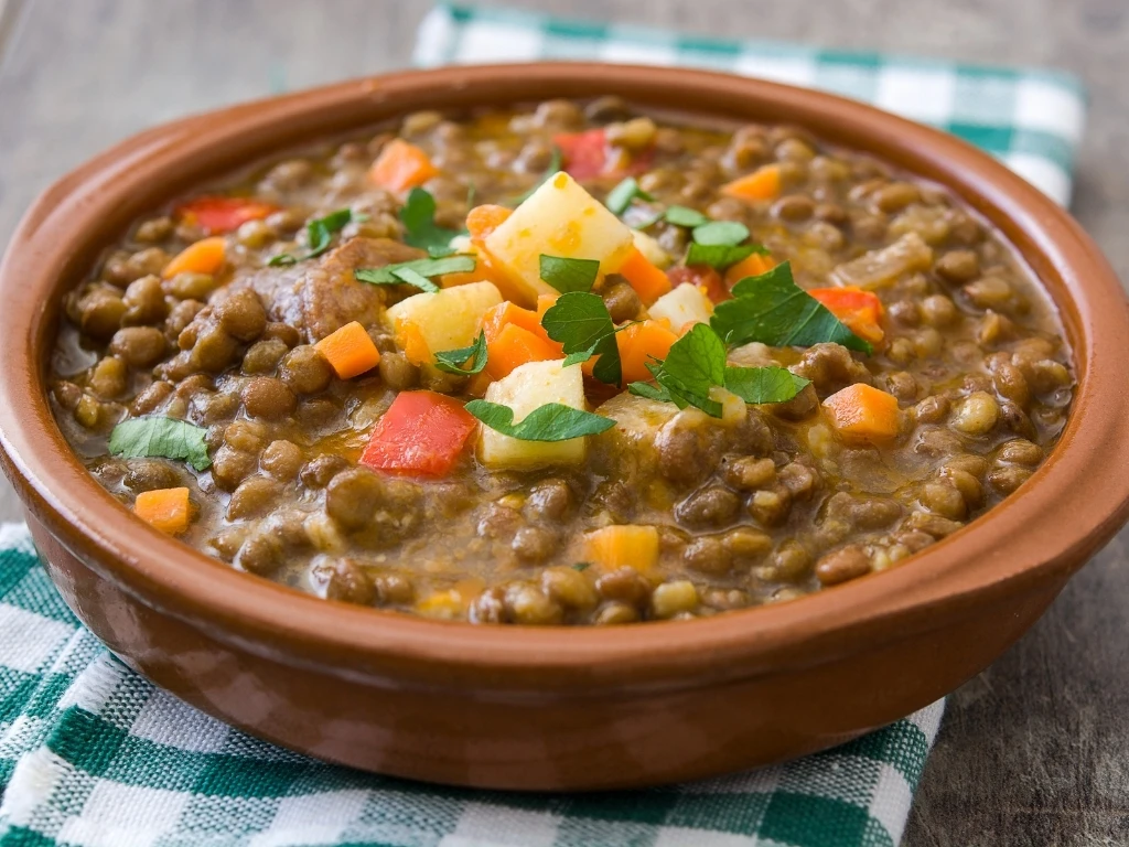 Lentil stew with carrots and sweet potatoes