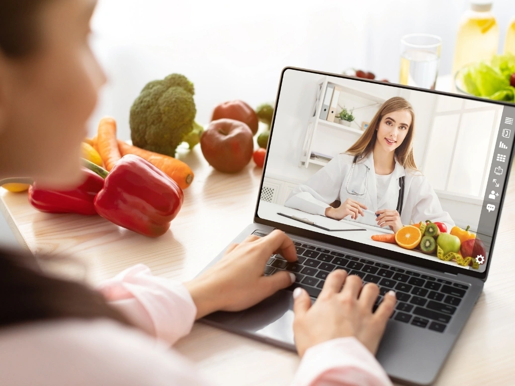 A woman having a virtual consultation with a dietitian