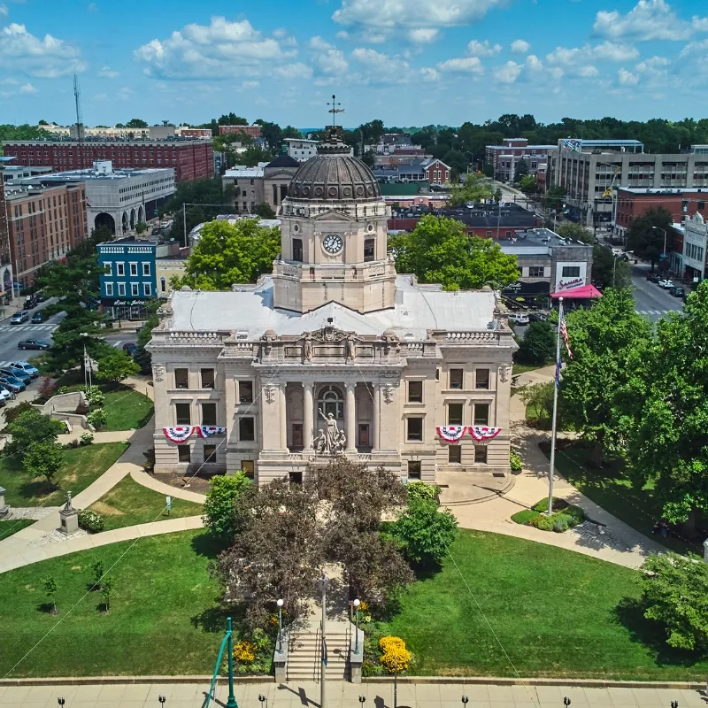 the Monroe County Courthouse, located in Bloomington, Indiana.