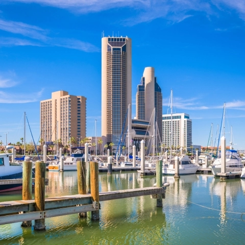 Corpus Christi, Texas, USA skyline on the bay