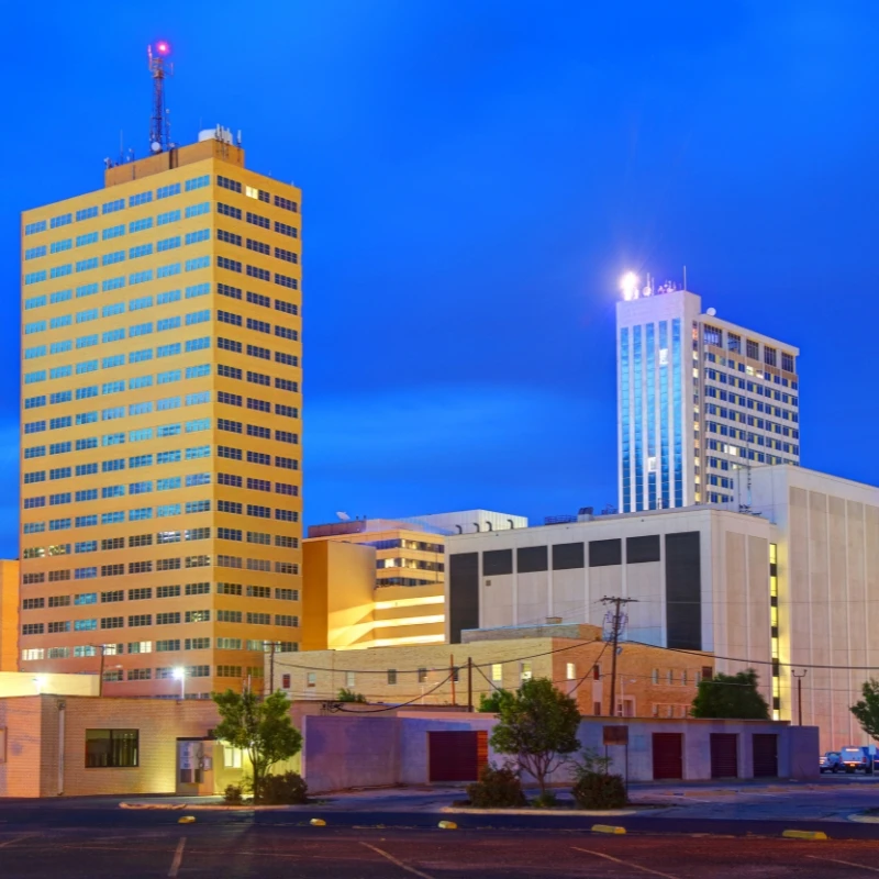 The downtown skyline of Midland, Texas