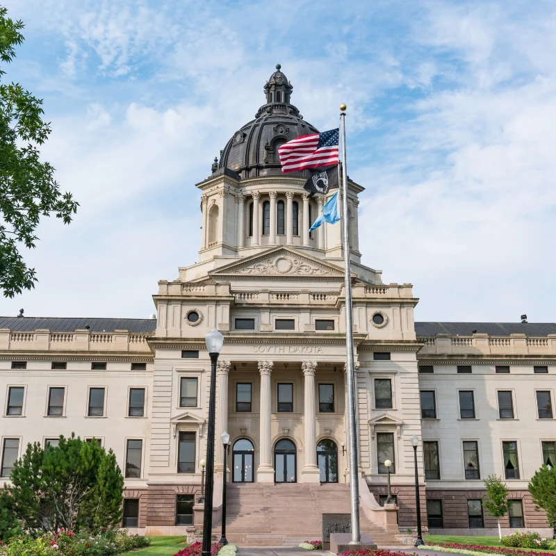 the South Dakota State Capitol building in Pierre, South Dakota.