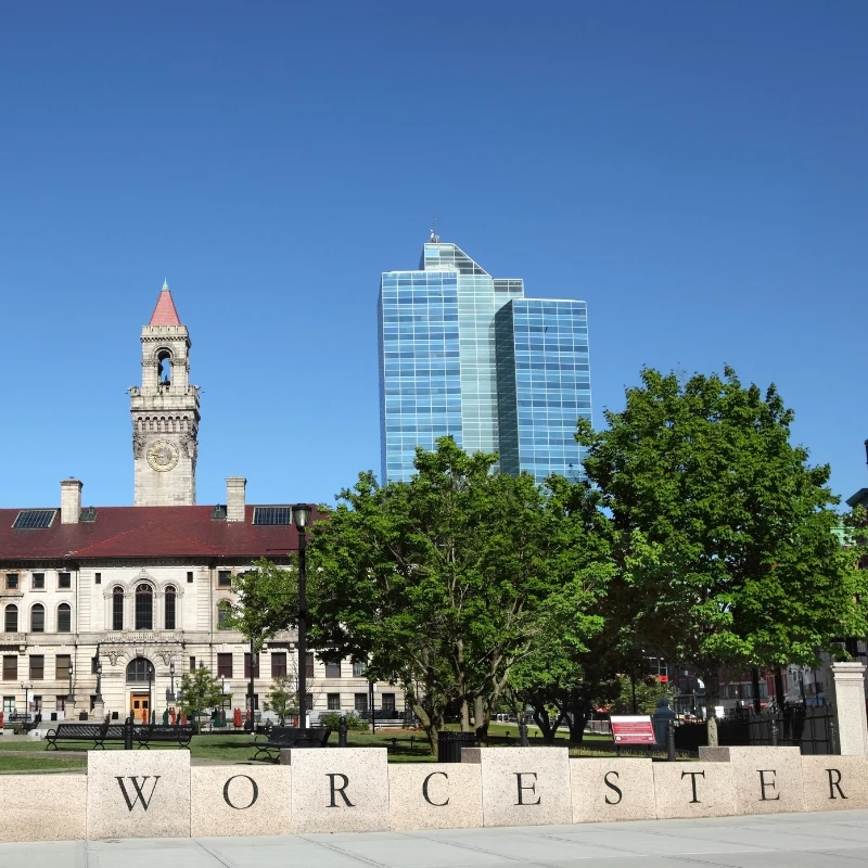 Worcester City in Massachusetts