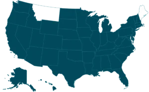 A map showing the states where Health Loft Nutrition offers its services